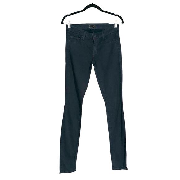 Mother The Looker Sparkle And Purr Black Skinny Jeans 26 in Black Glimmer - Picture 1 of 9